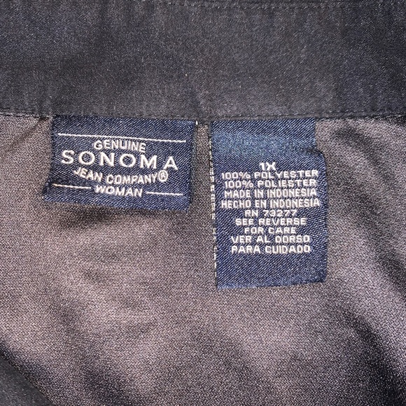 Sonoma black suede-like button down blouse 1X - Picture 3 of 4